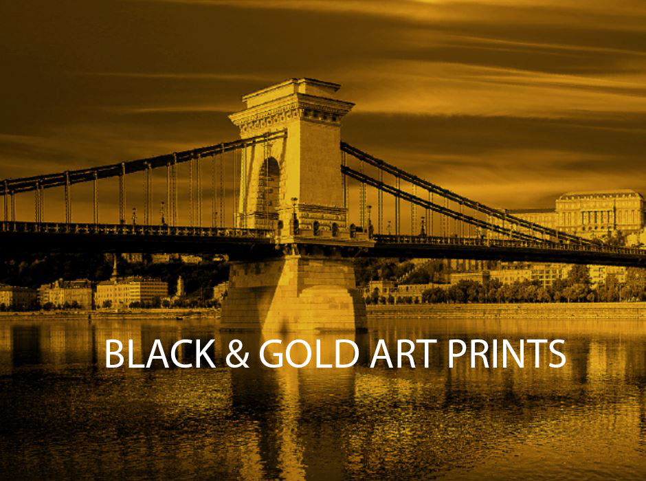 BLACK & GOLD PANORAMA ART PRINTS