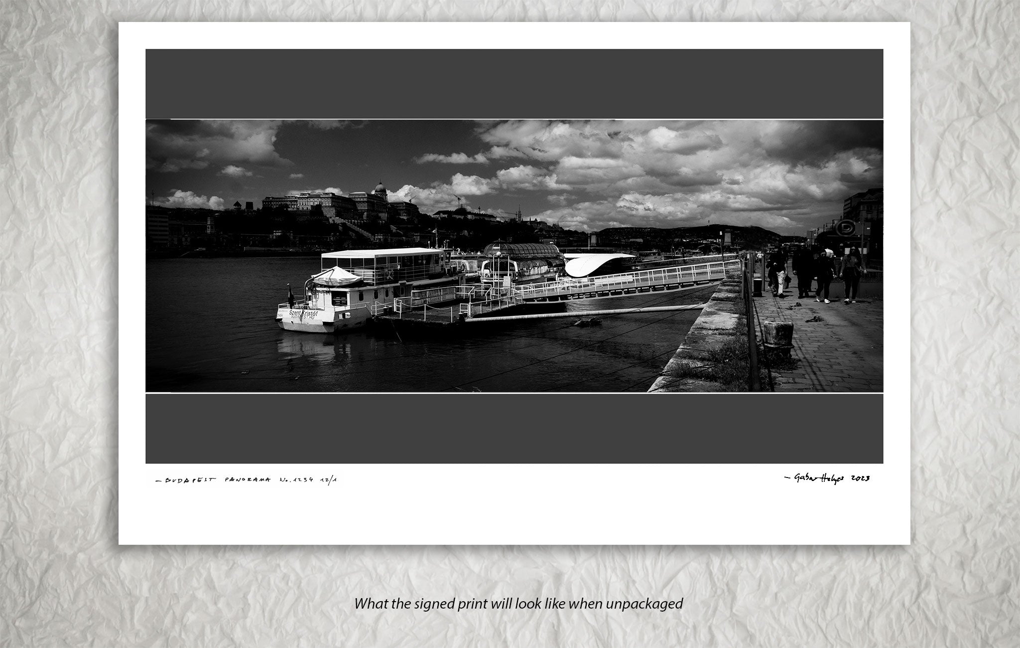 BUDAPEST PANORAMA No.2981BW        "CARAVAGGIO'S BOAT"