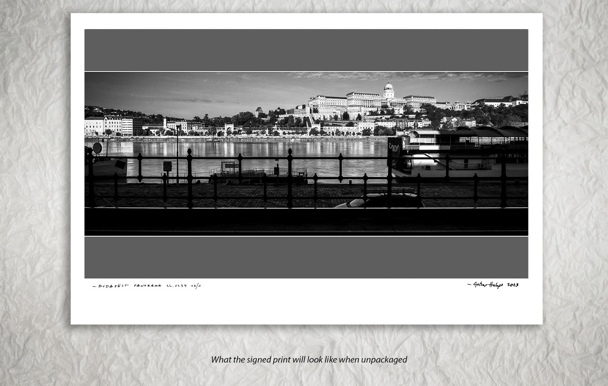 BUDAPEST PANORAMA No.3143BW        "CASTLE BEHIND THE RAILS"