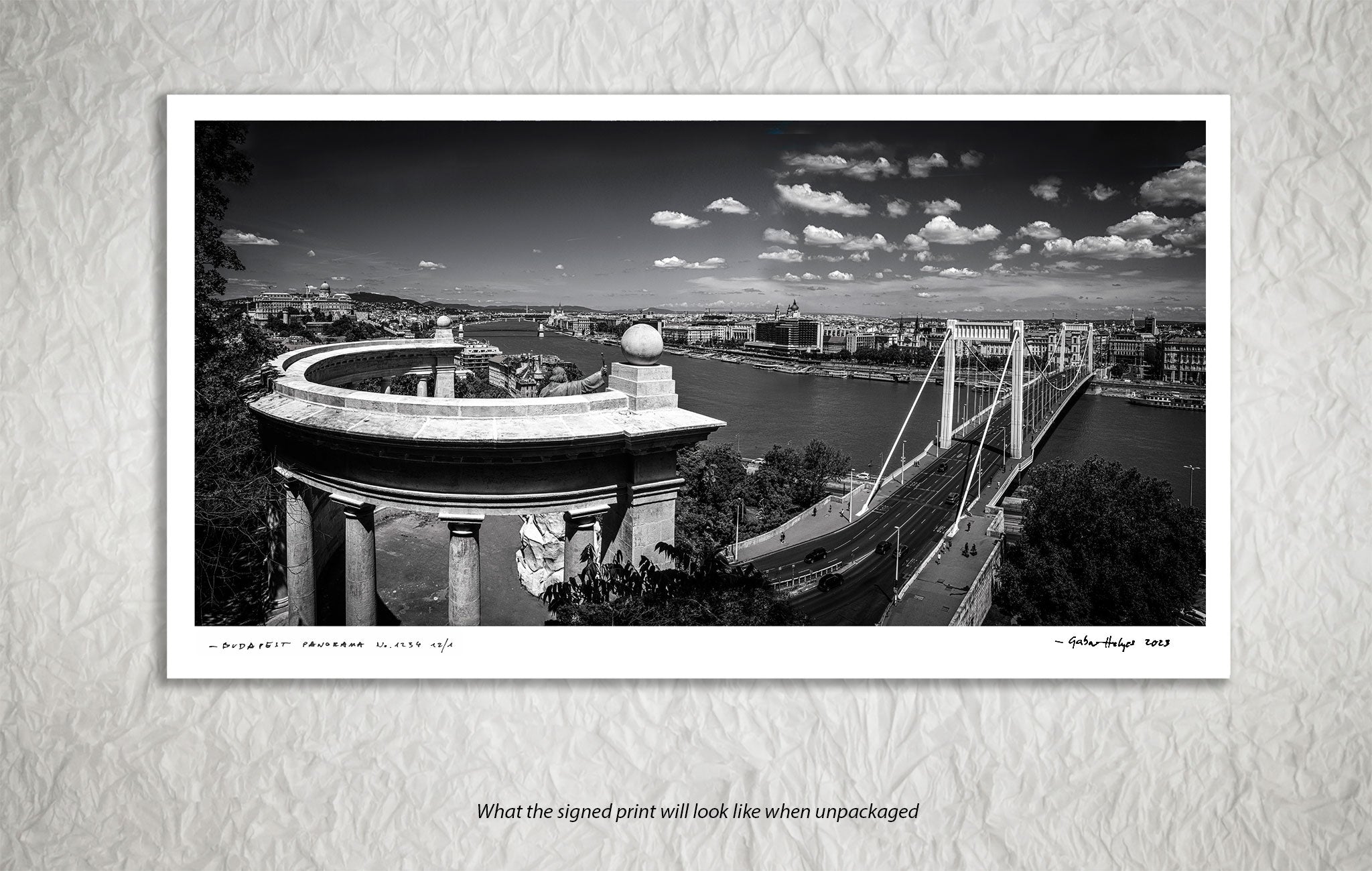 BUDAPEST PANORAMA No.5789BW                           "FLYING ON THE ZENITH"