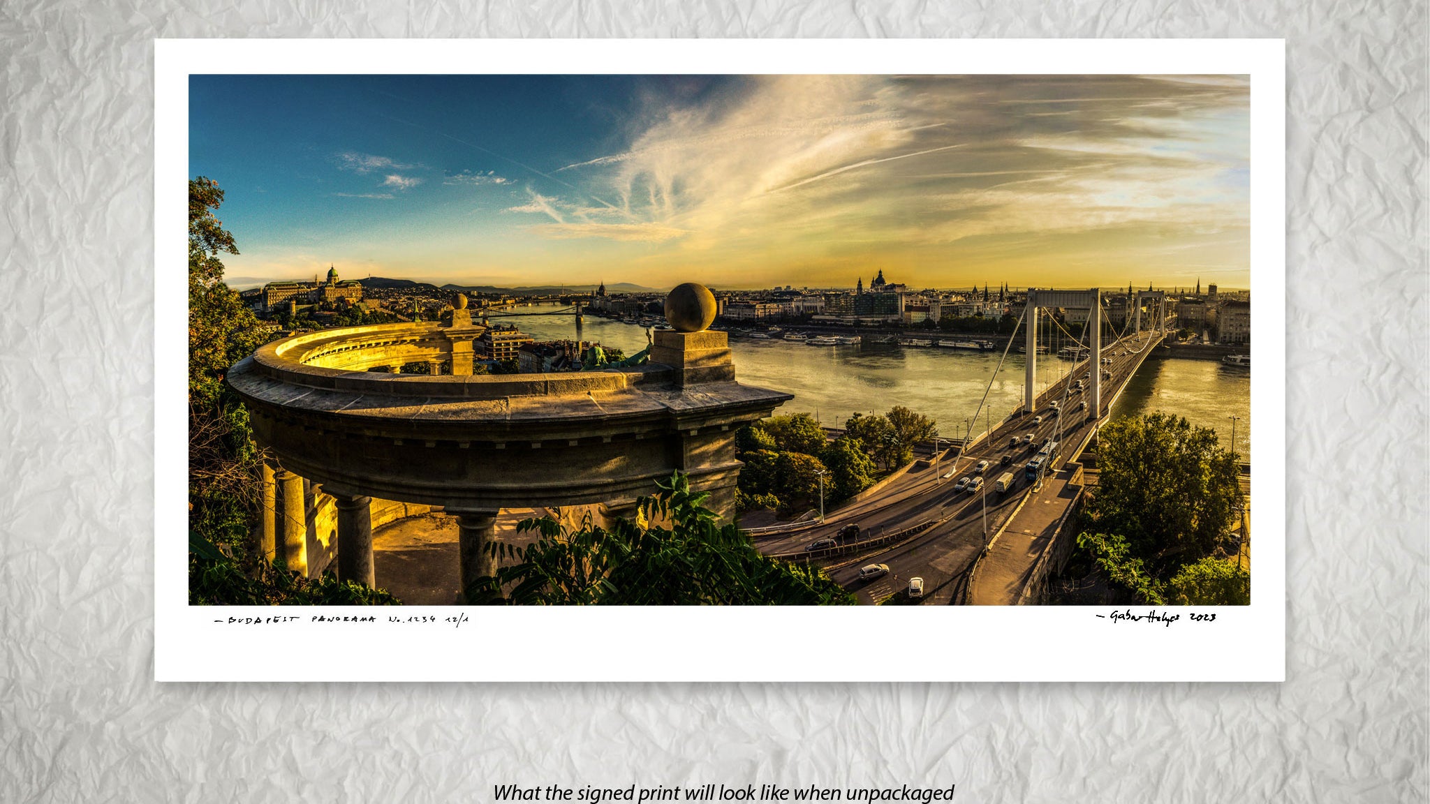 BUDAPEST PANORAMA No.5862CL       "GELLÉRT COLONNADE TOP VIEW"