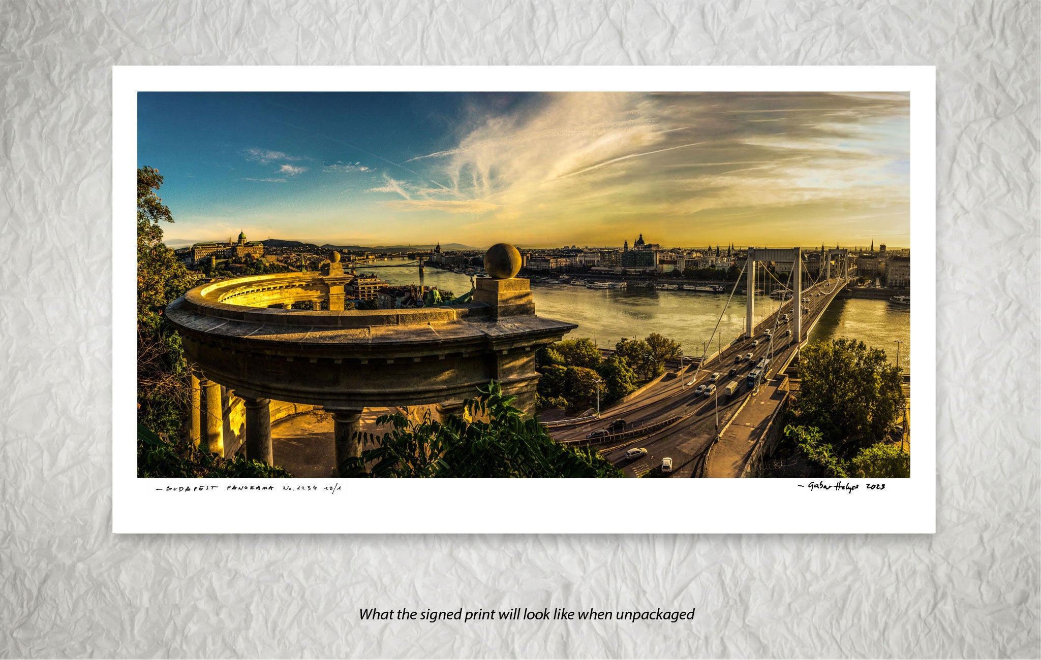 BUDAPEST PANORAMA No.5862CL       "GELLÉRT COLONNADE TOP VIEW"