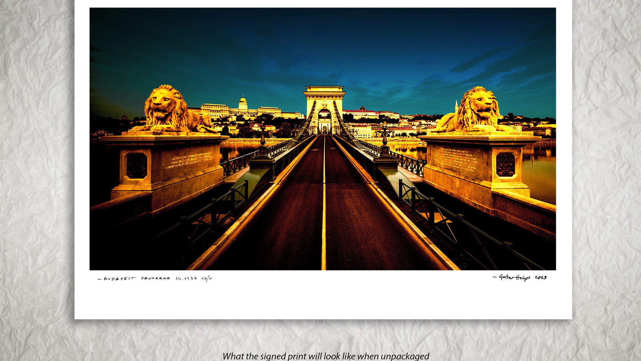 BUDAPEST PANORAMA No.6792CL        "LIONS OF THE BRIDGE"